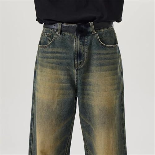 Men Distressed Jeans Baggy Straight Style Korean Streetwear Trousers Vintage Washed Denim Pants2