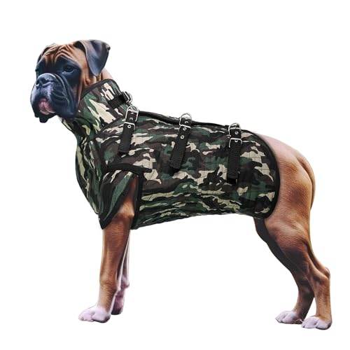 Aoneky Professional Hunting Dog Armor Vest, Bite Resistant and Puncture Resistant Protective Gear for Medium Large Dogs, Adjustable Canine Body Vest for Hog Hunting and Field Work (L-Enhanced Armor)
