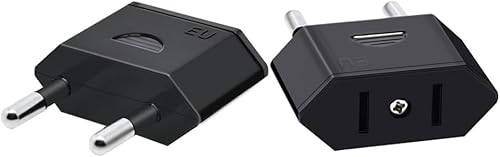 Miniatura 2 de 1 Psc Europeo Viaje Convertir Enchufe US 2 Agujeros a EU 2 Enchufe cilíndrico US a UE Adaptador de enchufe Convertidor de CA Americana a UE Euro