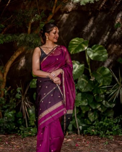 Image of Women's Banarasi Style Pure Kanjivaram Silk Jacquard Kanchipuram Pattu Saree With Un-Stiched Blouse (Maroon)