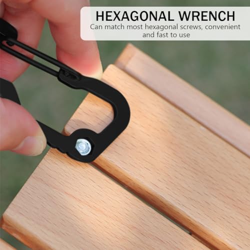 Image of Proberos 5Pcs Stainless Steel Carabiner Hooks 3 in 1 Multi Tool Multifunctional Carabiners Wrench Tool Bottle Opener Snap Clip Hooks Backpack Attachment Hooks for Camping, Hiking, Biking