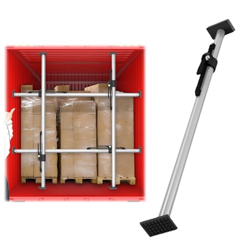 Barra di carico telescopica Resistente per pianale di Camion - Blocchi di carico Regolabili e Asta di Supporto a cricchetto (183-221 cm) con Cuscinetti Antiscivolo per rimorchi e furgoni, PE