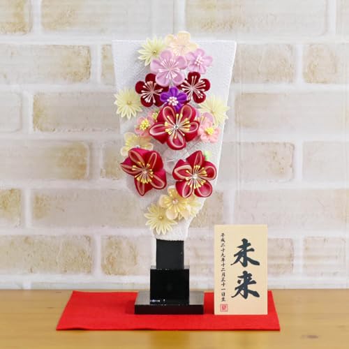 羽子板 つまみ細工 羽子板 ホワイト 敷き布セット 【HGH-NO5】 ミニ羽子板 羽子板飾り 初正月