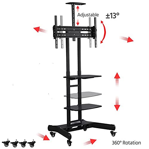 Yaheetech Rolling/Mobile Tv Cart With Wheels For 32-75 Inch Lcd Led 4K Flat Screen Tvs, Tv Floor Stand With Shelf Holds Up To 100 Lbs, Height Adjustable Trolley Max Vesa 600X400Mm #TOP2