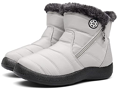 Gaatpot Damen Winterstiefel Wasserdicht Warm gefütterte Schneestiefel Winterschuhe Winter Kurzschaft Stiefel Boots Schuhe Beige 41