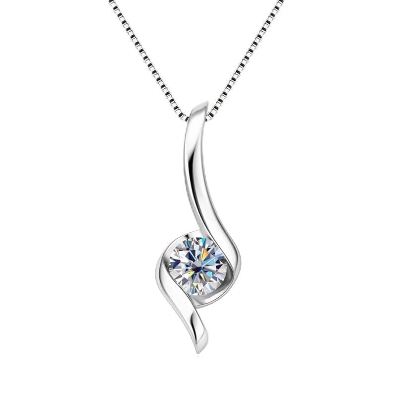 Collier moissanite pour femmes avec pendentif torsadé bijoux en argent 925