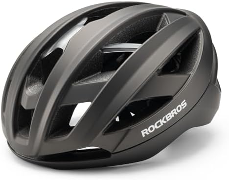 Rockbros Adult Bicycle Helmet, Road Bike, CE Certified, Ultra Lightweight, High Rigidity, Shockproof, Breathable, Stylish, Commuting to Work or School, City Riding, Cycling, Size Adjustable, 21.3