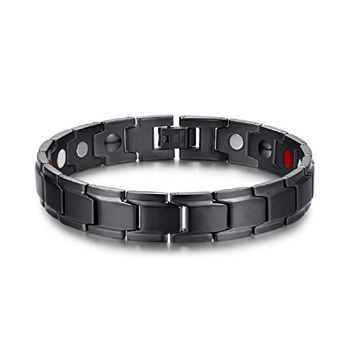 Black Titanium Stainless Steel Adjustable Magnetic Bracelets For Men Arthritis and Joint Pain