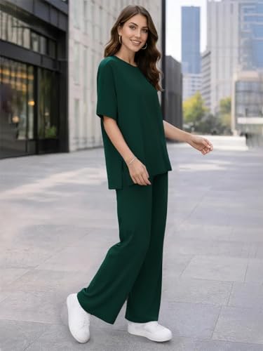 Image of TYSORT Women Casual Summer co ords Set Track Suit Oversized Top Baggy Pant,Top and Pajama Set