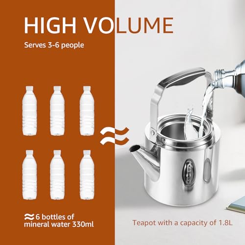 Théière en acier inoxydable 1,8L avec infuseur pour induction