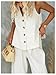 GORGLITTER Women's Button Down Vest Shirt V Neck Sleeveless Split Tie Side Going Out Tops Beige Large