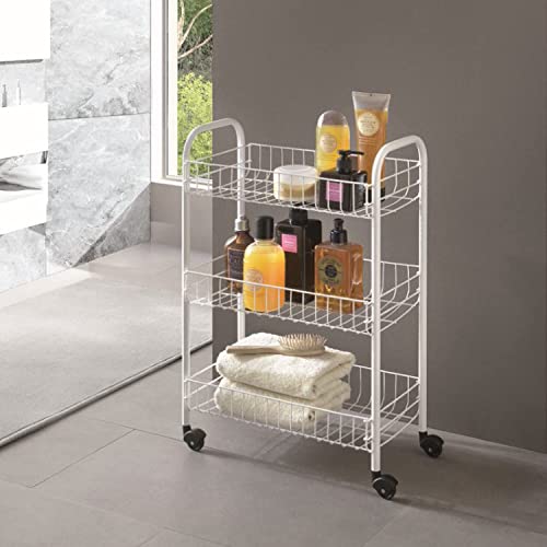 Metaltex Siena 3-Tier Trolley with Wheels - Multipurpose Storage Cart for Home including Kitchen, Bathroom, Office and Garage – White Metal, 400 grams - Image 6