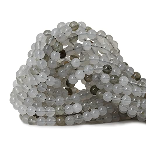 CHEAVIAN 60 cuentas sueltas de cristal de cuarcita de hielo verde claro natural de 6 mm para hacer joyas, 1 hebra de 15 pulgadas