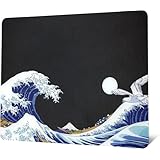 ガラスゲーミングマウスパッド,XVX黒珊瑚海柄マウスパッドプロ向け大型マウスマット 410mm×310mm 特殊ガラス表面で精度とスピード向上