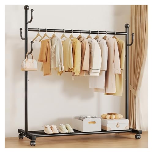 Portant à vêtements en métal avec étagère basse, structure stable dorée
