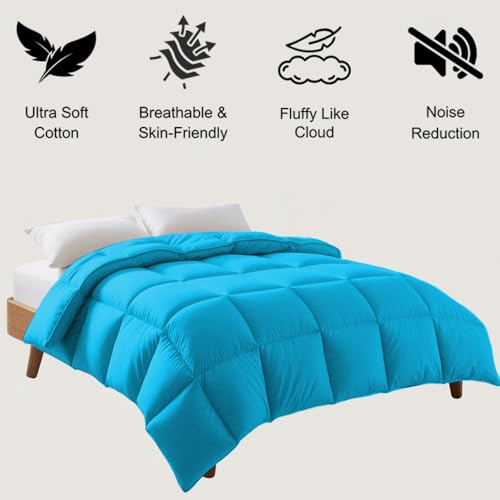 Image of Queen Size Comforter Set - All Season Down Alternative Bedding Comforter Set - Quilted Duvet Insert with Corner Tabs - Box Stitched Blanket - Breathable, Soft - Turquoise