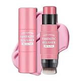 Cream Blush Stick with Brush,Waterproof Blush Makeup,Long Lasting 3 In 1 Cheek Blush & Lip Tint & Ey