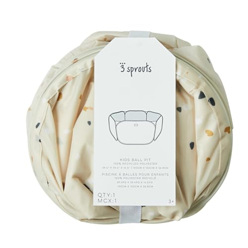 3 Sprouts – Bällebad für Babys und Kinder – Sicheres Bällebad für Babys ab 3 Jahren – Für den Innenbereich (Bälle Nicht im Lieferumfang enthalten) - Beige (Terrazzo beige)