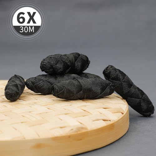Recargas de fio dental de carvão de bambu biodegradáveis | Refil de 6 unidades | 6 x 30 m, vegano, e