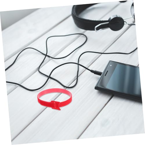 OSALADI 100 piezas de cintas reutilizables para gestión de cables con cierres de gancho y bucle, organizadores de cordones para escritorio y electrodomésticos, rojas 12mm x 300mm para uso en casa y oficina miniatura 7