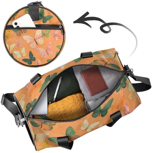 Colorful Butterfly Round Barrel Sports Fitness Bag, Travel Luggage Bag, Reusable Handbag, Suitable For Men and Women4