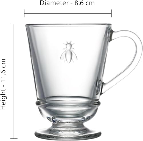 La Rochere Napoleon Bee Glass Coffee Cups, 6 Pack - 9 oz - Clear - Dishwasher Safe