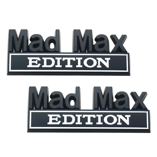 2Pc Madmax Edition Emblem 3D Badge Stickers with Double Tape for Cars, Trucks, Motorcycles, Boats (Black White)