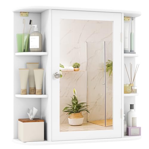 Tangkula Bathroom Medicine Cabinet with Mirror, Modern Wall Mounted Space-Saving Storage Organizer...