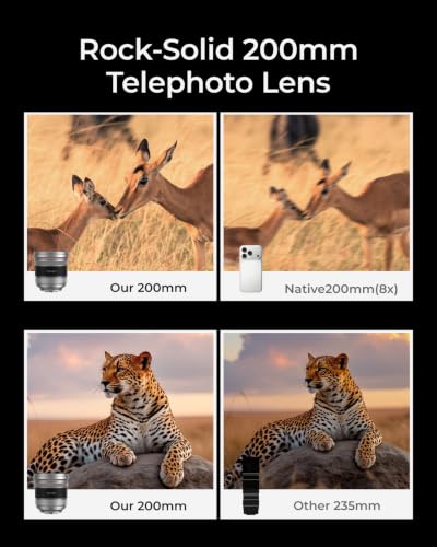 Image of TELESIN 2X Telephoto Master Lens for iPhone 17 Pro with Hood, 105mm Authentic Portraits, 200mm Equivalent Optical Telephoto Extender, APP Pro EIS for Wildlife /Sports /Concert Portrait Photography
