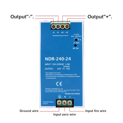 Transformateur de sortie industriel NDR 240 W pour armoire électrique