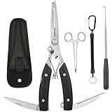 GisWell 3 Stück Multifunktionale Angelzange Set - Angel Zange Zange Angeln mit Hakenlöser Linienschneider Edelstahl Lanyard für Angelhaken entfernen