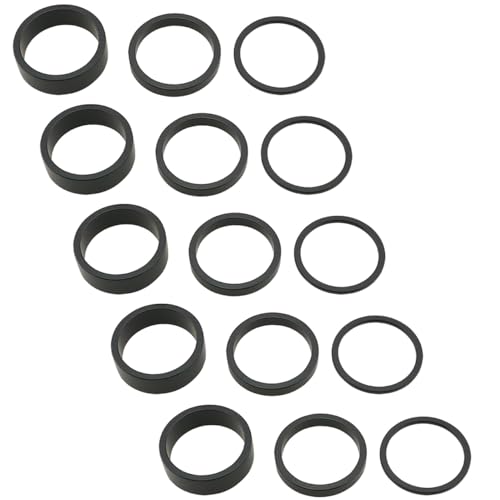 5セット ブラックアルミ合金ヘッドセットステムスペーサー フォークウォッシャー 自転車ヘッドスペーサー バイクハンドルバー ステム BMX マウンテンバイク サリング用 (5個 2mm 5個 5mm 10mm)