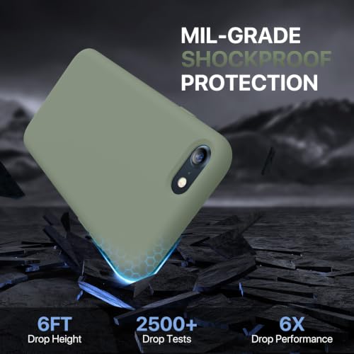 Image of Miracase Ultra Slim Designed for iPhone SE Case 2022(3rd Gen) /iPhone SE 2020 Case(2nd Gen) /iPhone 7 Case /iPhone 8 Case with Screen Protector, Multi-Color Silicone Shockproof Phone Case Patina Green