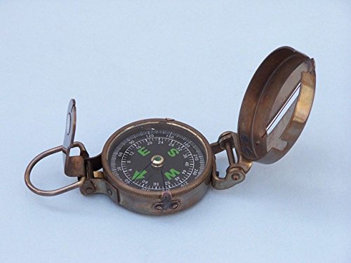 Brújula Militaria Antigua de Latón Hampton Nautical 4" miniatura 5