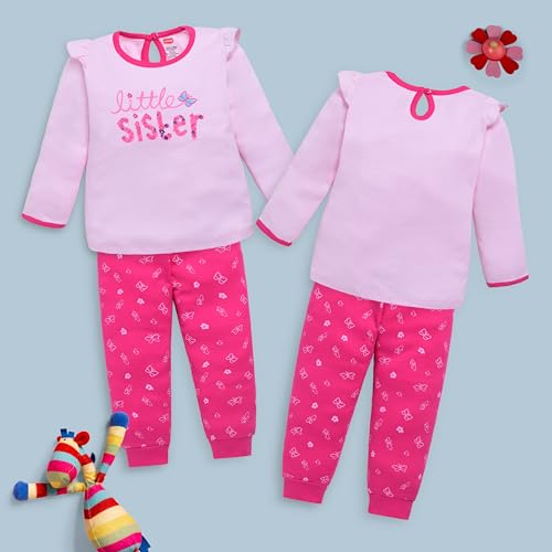 Image of LuvLap Baby Girls 100% Cotton Full Sleeve Top & Pyjama Sets, Pack Of 02