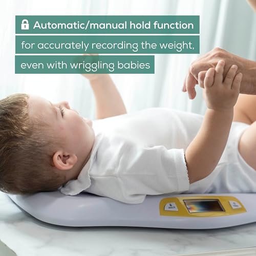 Beurer BY80 Baby Scale | Digital baby weighing scale with large LCD screen | Curved platform for comfort and safety | Tare and hold functions for easy weighing | 20kg load capacity | Easy wipe-clean