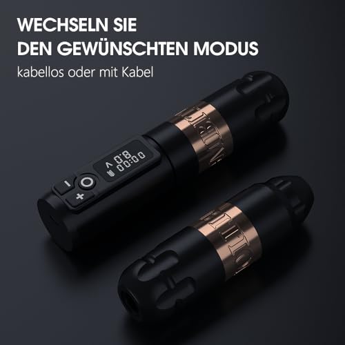 Ambition Soldier Drahtlose Tattoo Maschine Tätowiermaschine Pen, Rotary Tätowiergerät mit Dual 2400mAh Akku & Coreless Motor für Profis