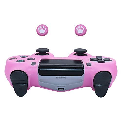 Image of Ralan Silicone Controller Skin Protector for PS4 - Pro Thumb Grip x6, Skull Cap Grip x2 (Camouflage Pink+White Pink)