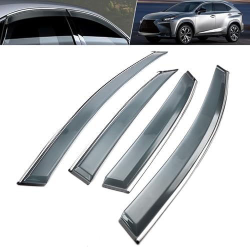 MotorFansClub 4pcs Window Visor Vent Fit for Lexus NX NX200 NX200t NX300H NX300 F Sport 2015 2016 2017 2018 2019 2020 2021,Tint Trim Outside Mount Tape On/Clip On Style Rain Guard Door Visor