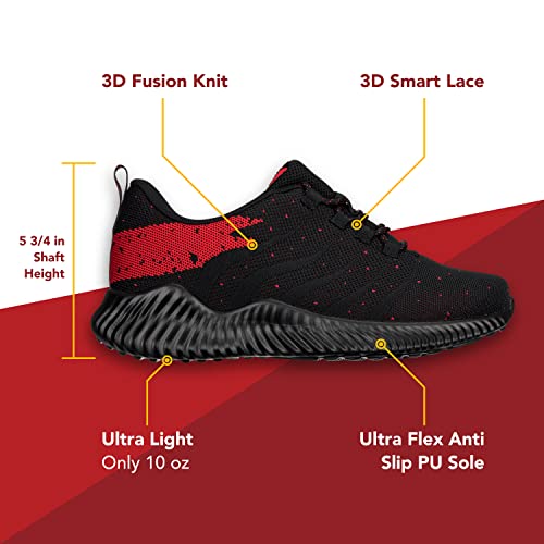 Image of CALTO Men's Invisible Height Increasing Elevator Shoes - Black /Red Ultra Lightweight Sporty Sneakers - 2.8 Inches Taller - Q215 - Size 13 D(M) US