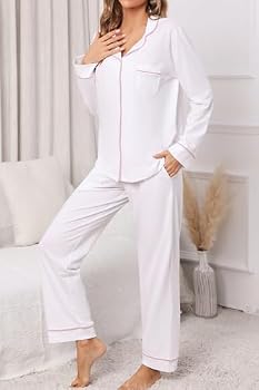 LUBOT Women's Pajama Set – Button-Down Shirt & Pants | Viscose Blend | XL Black Lounge Wear - View #5