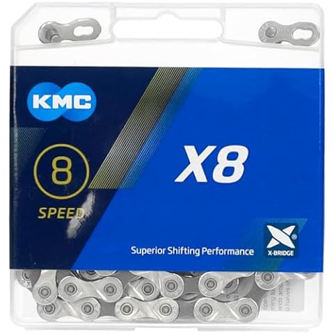 KMC X8-93 - 8-biegowy srebrny/szary łańcuszek, 114L