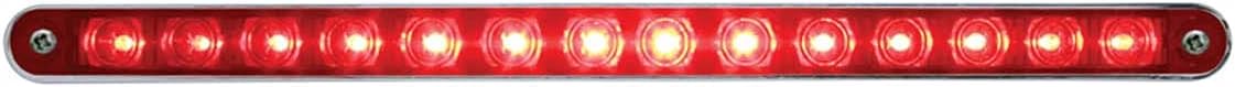 United Pacific 14 LED 12" Stop, Turn & Tail Light Bar w/Bezel - Red LED/Red Lens,17",39607