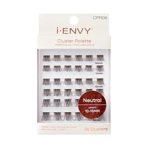 i-ENVY Cluster Palette Lash Refill, DIY Lash Makeup, Clusters False Eyelash, Varied Length, Customizable Under Lash Extension Layering (Neutral 10-15MM #08)