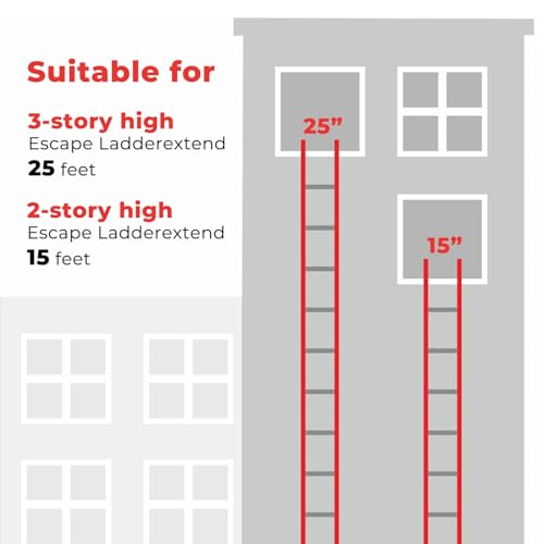 Portable Fire Ladder 2 Story Emergency Escape Ladder 15 Ft with Wide Steps V Center Support