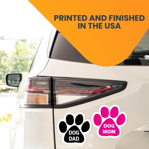 Image of Magnet Me Up Dog Dad and Dog Mom Pawprint Magnet Decal, 2 Pack, 5 Inch, Heavy Duty Automotive Magnet for Car Truck SUV