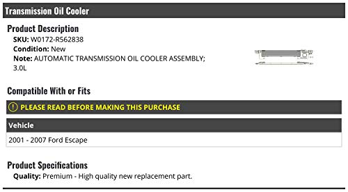 Marketplace Auto Parts Automatic Transmission Oil Cooler Assembly - Compatible with 2001-2007 Ford Escape