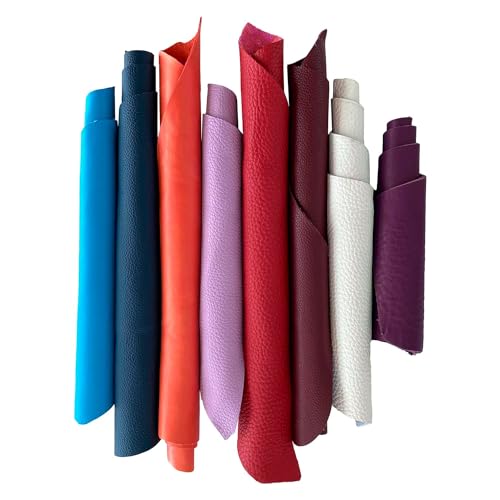 1 Kg Recortes de Cuero Genuino en Colores Variados - Auténtica Piel Italiana en Formas Únicas - Ideal para Proyectos Artesanales - Sobrantes de Producción - Surtido de piezas de Cuero Multicolor