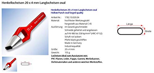 Fustella ovale forgiata 20 x 4 mm