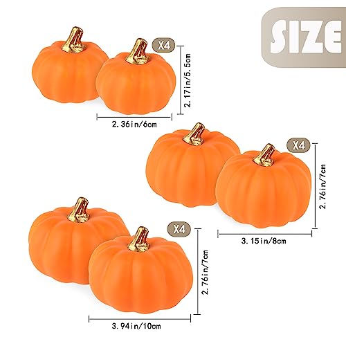 Image of Artmag Artificial Pumpkins Bulk 12Pcs Assorted Sizes Harvest Lifelike Pumpkin Fake Foam Pumpkin for Fall Autumn Halloween Home Party Thanksgiving Party Holiday Decor Orange